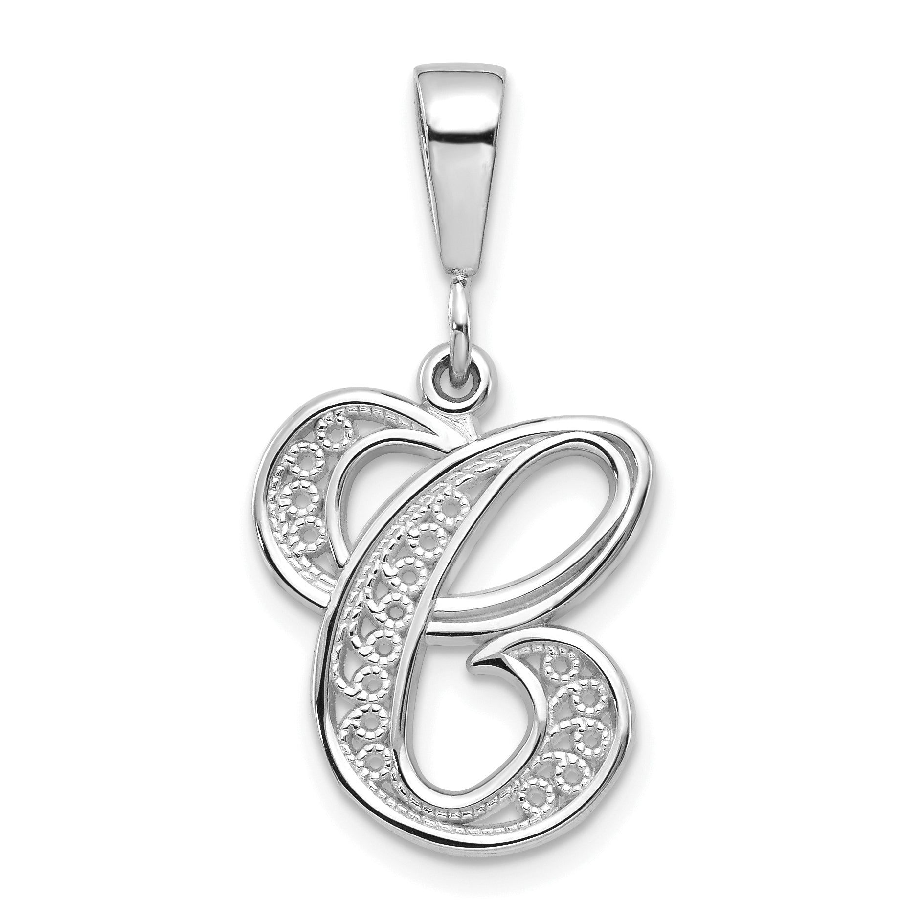 10KW Filigree Initial C Pendant