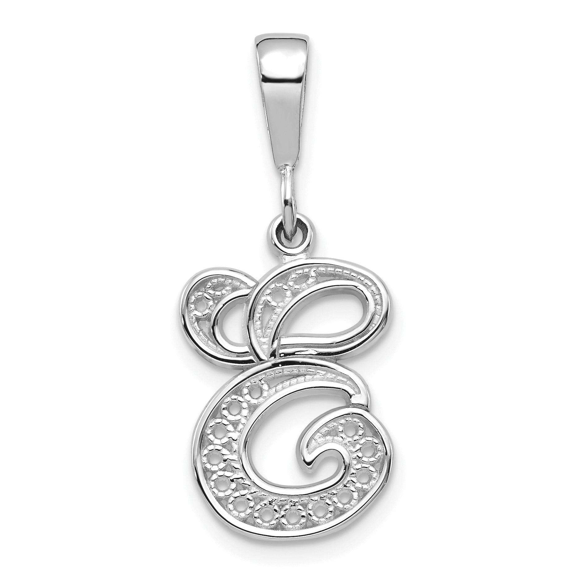 10KW Filigree Initial E Pendant