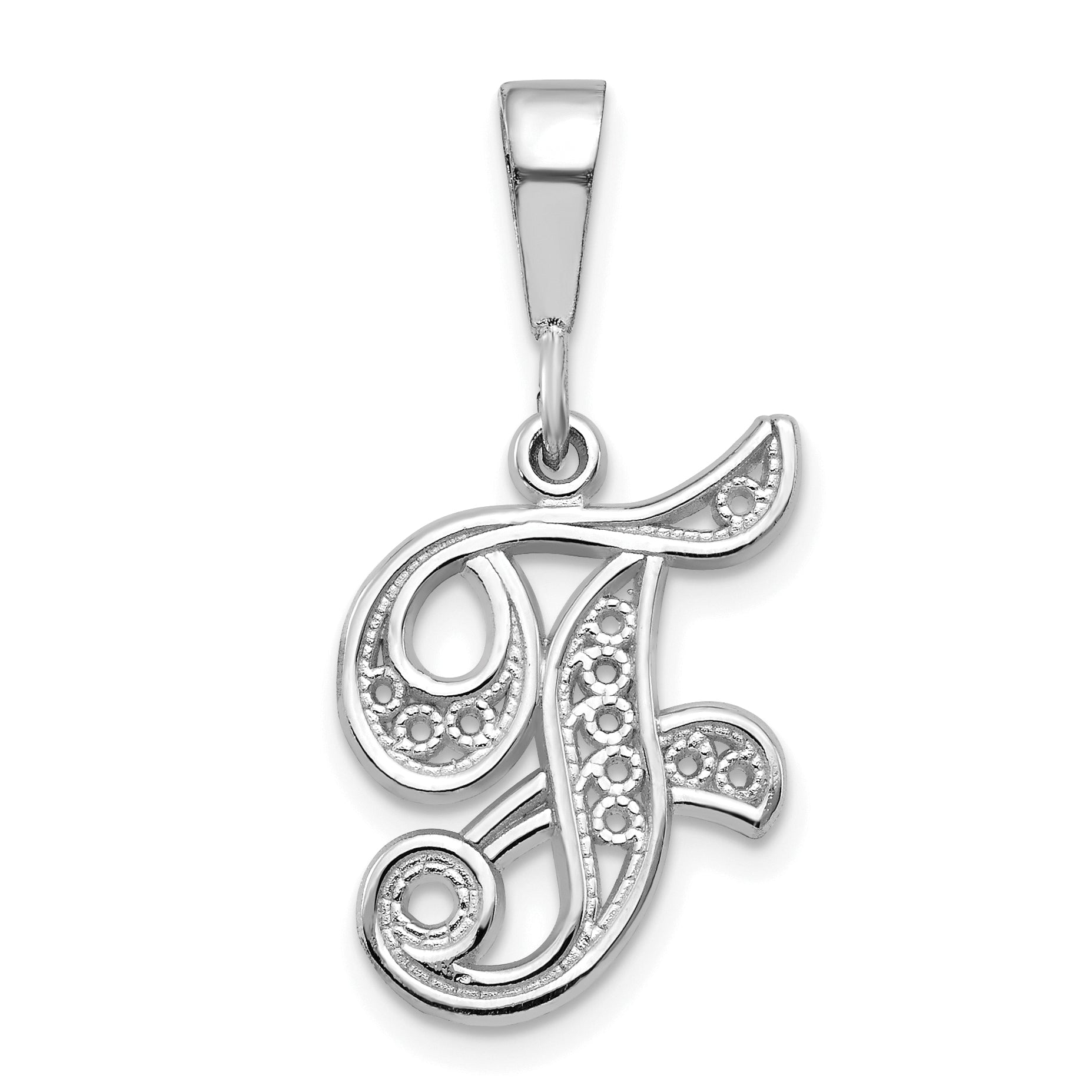 10KW Filigree Initial F Pendant