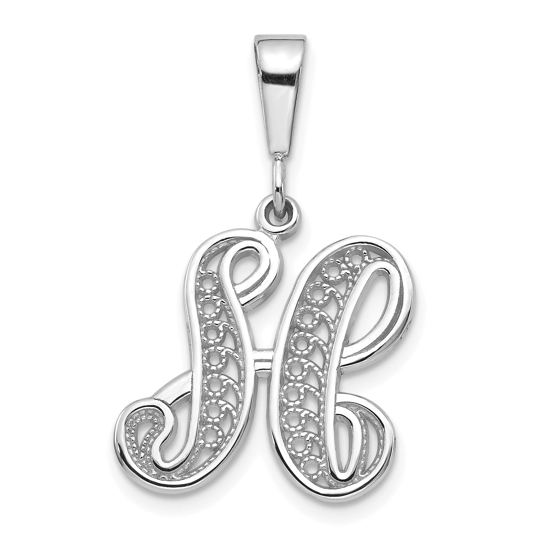 10KW Filigree Initial H Pendant