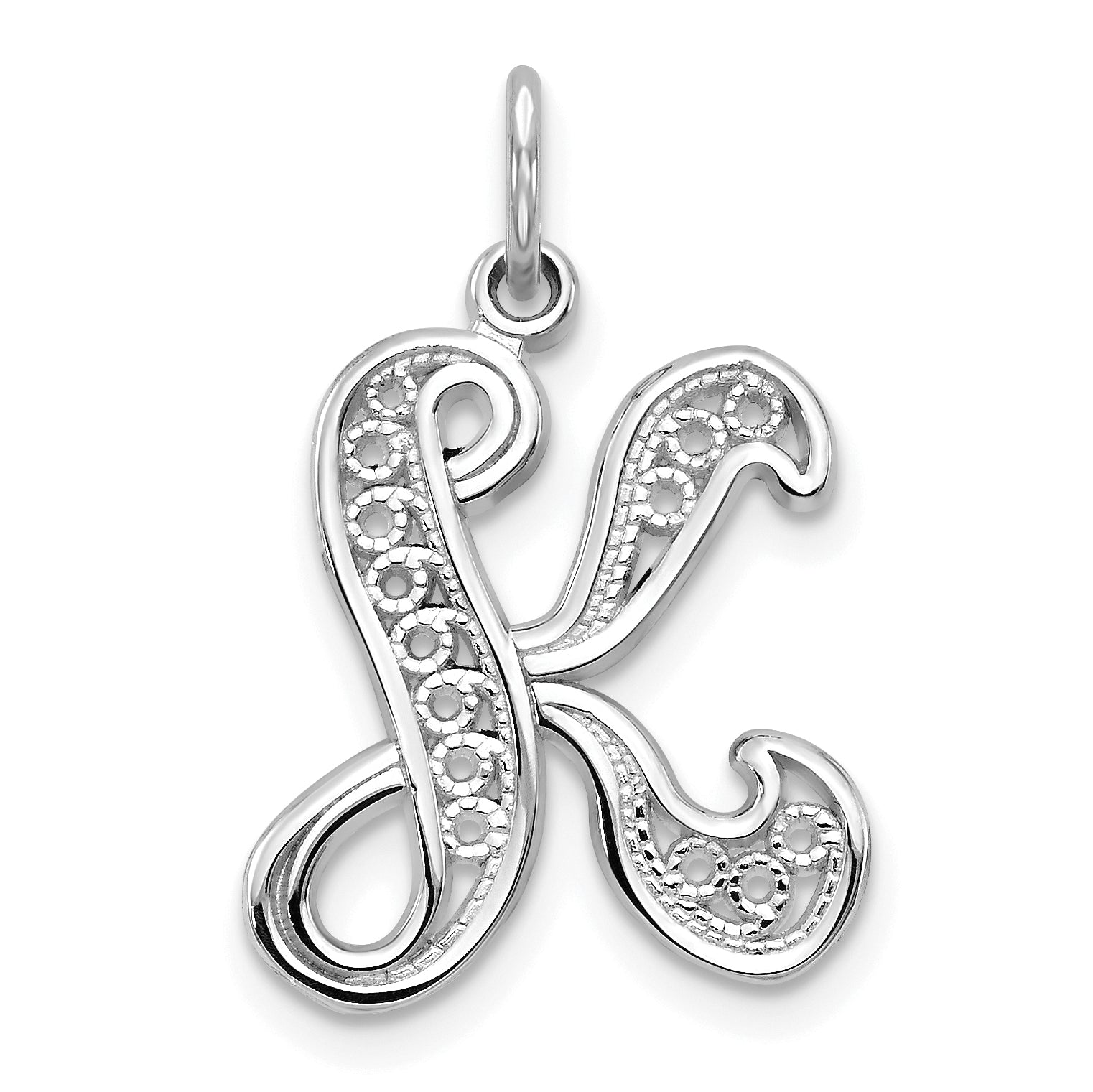 10KW Filigree Initial K Pendant