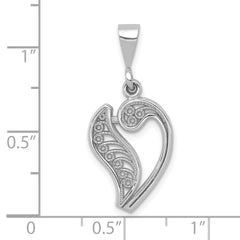 10K White Gold Filigree Initial V Pendant with Polished Rhodium Finish