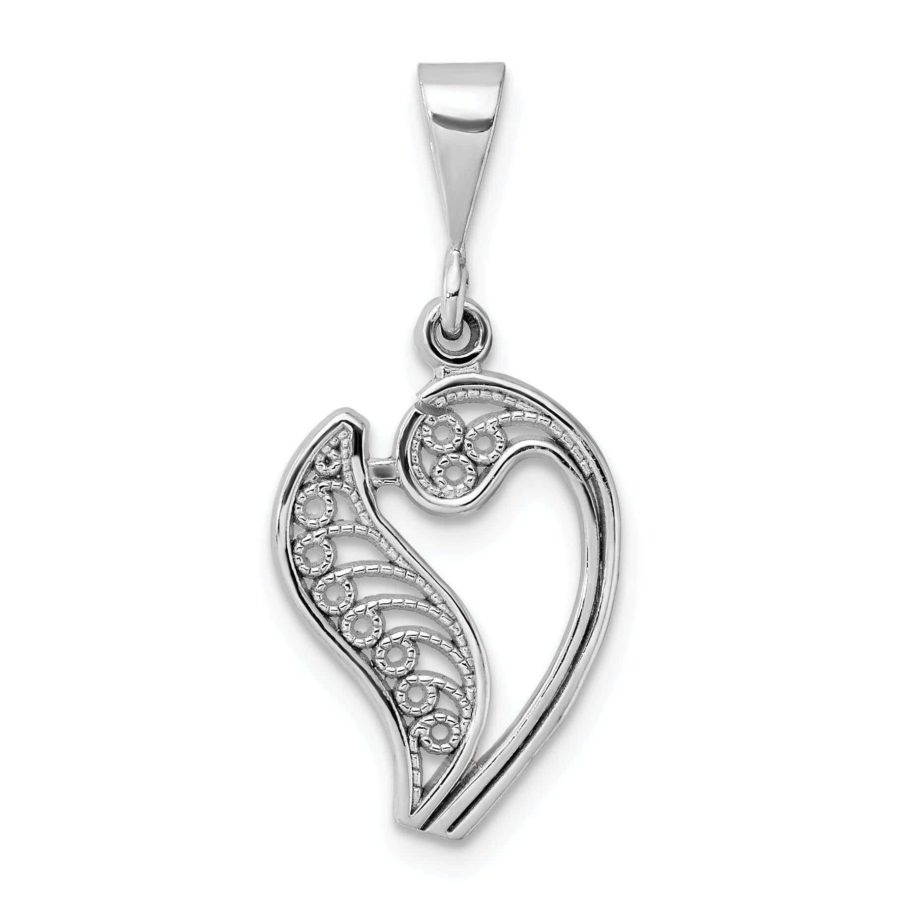 10KW Filigree Initial V Pendant