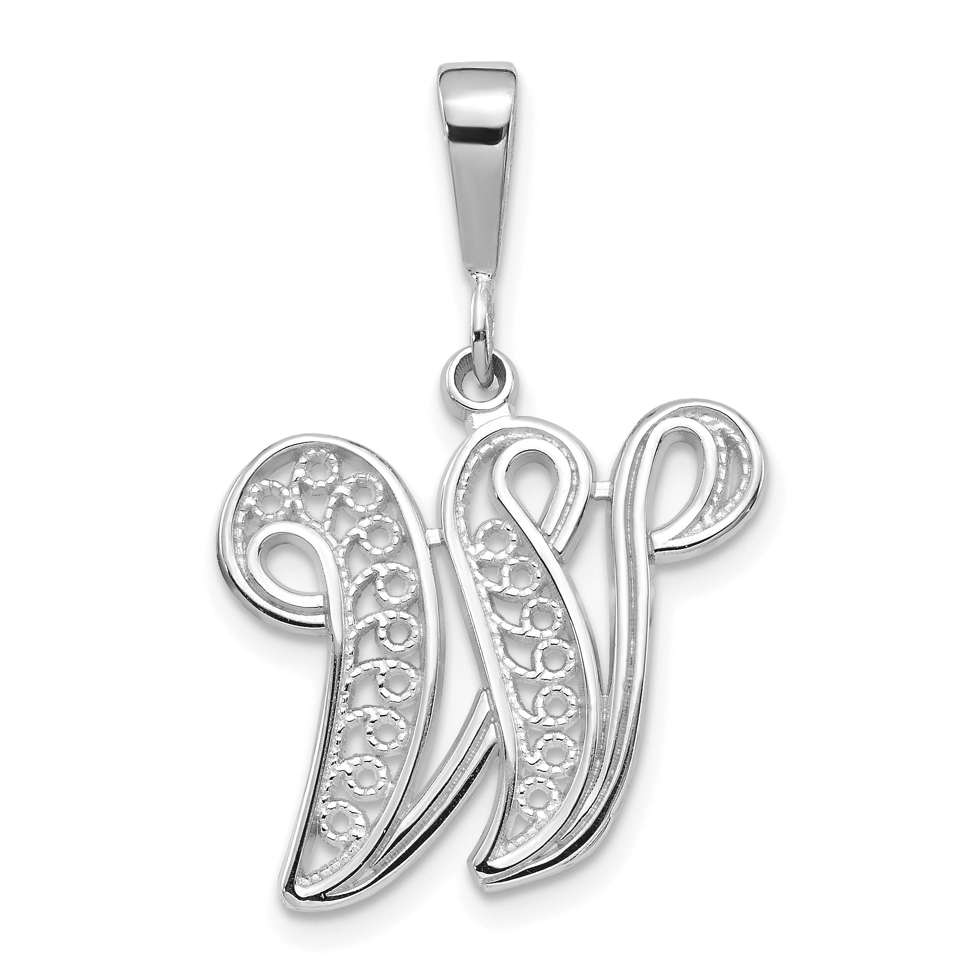 10KW Filigree Initial W Pendant