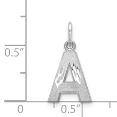 14K White Gold Satin Diamond-Cut Letter A Charm with Brushed Finish