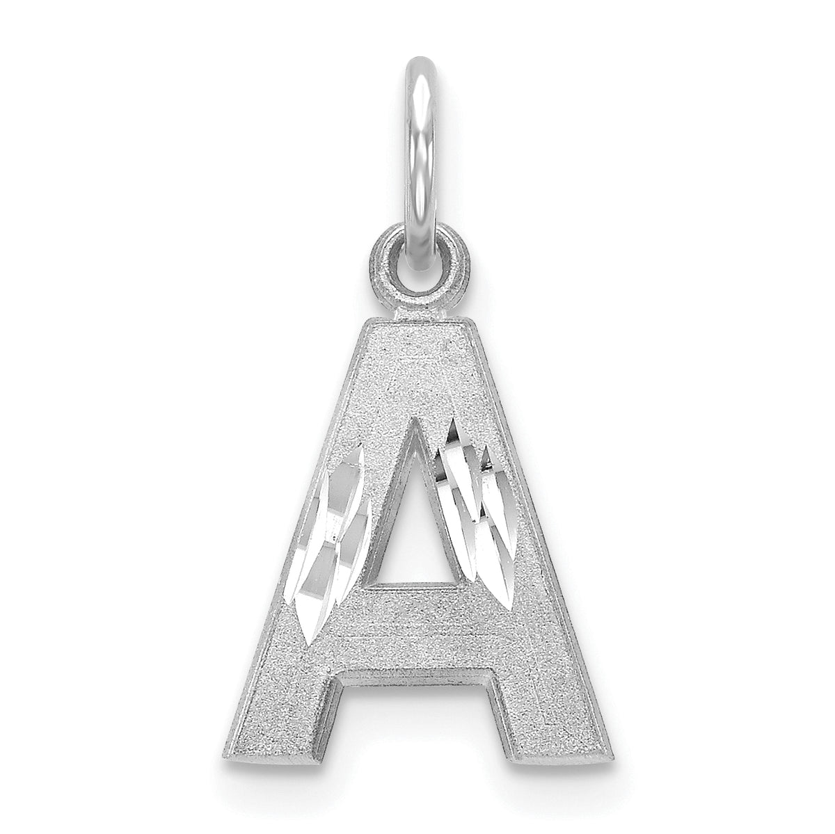 14KW Satin Diamond-cut Letter A Initial Charm