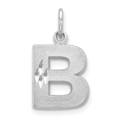 14KW Satin Diamond-cut Letter B Initial Charm