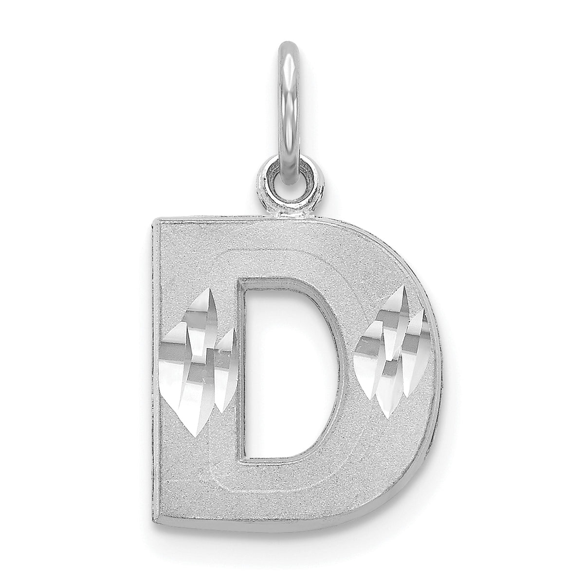 14KW Satin Diamond-cut Letter D Initial Charm