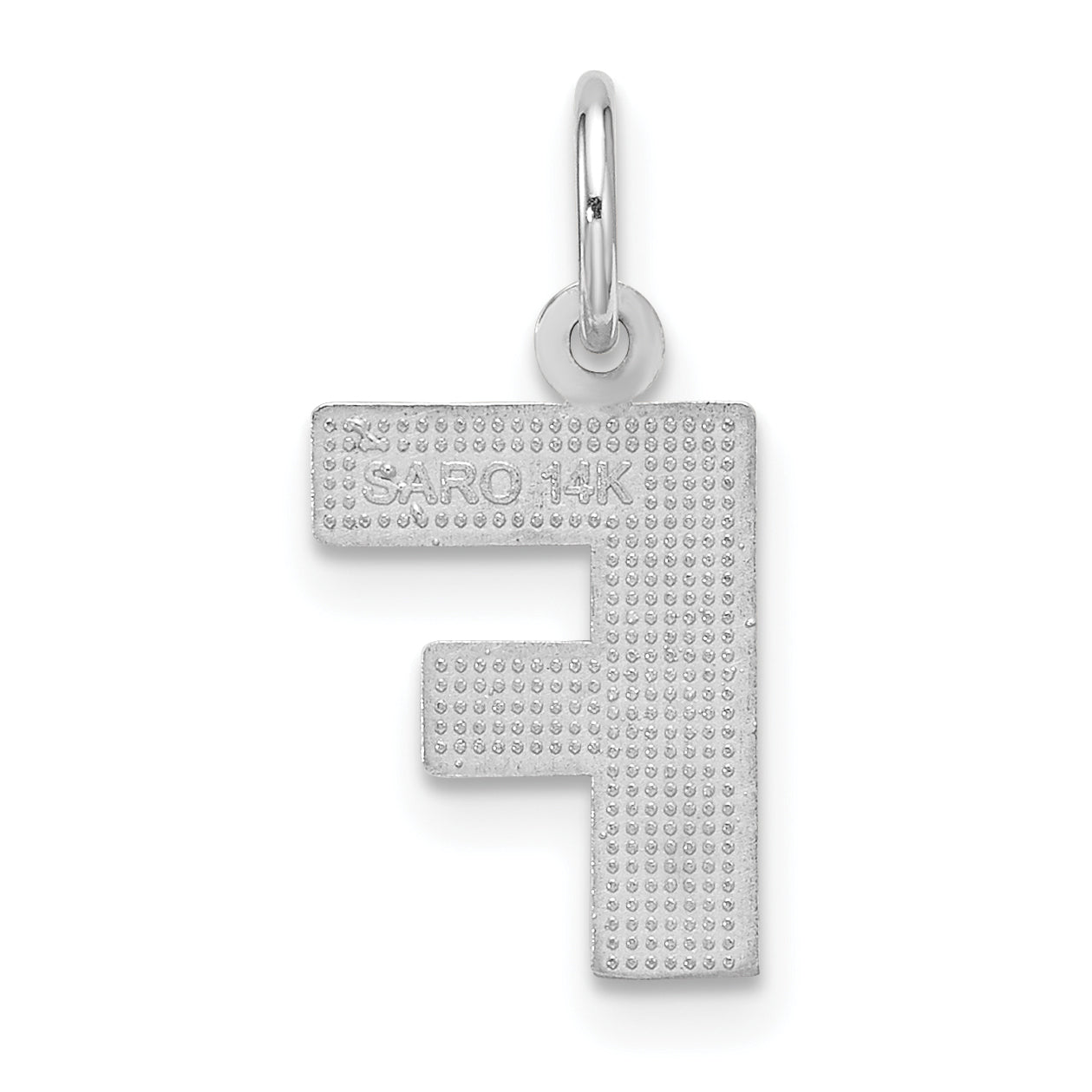 14K White Gold Satin Diamond-Cut Letter F Charm with Rhodium Finish