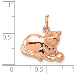 14k Rose Gold Solid Polished Open-Backed Cat Charm