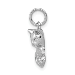 14K White Gold Polished Cat Charm with Open-Back Design Elegant