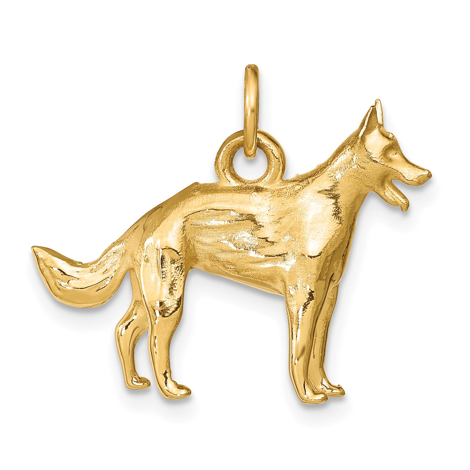 14k Solid Polished 3-D German Shepherd Charm