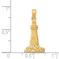 14K Gold Polished Cape May Lighthouse Charm for Men Solid Cast Design