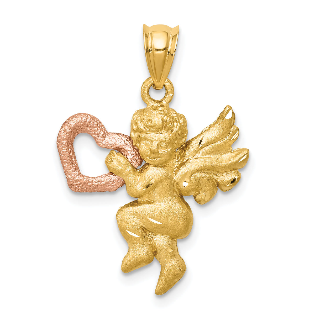 14k Two-tone Satin Angel Charm