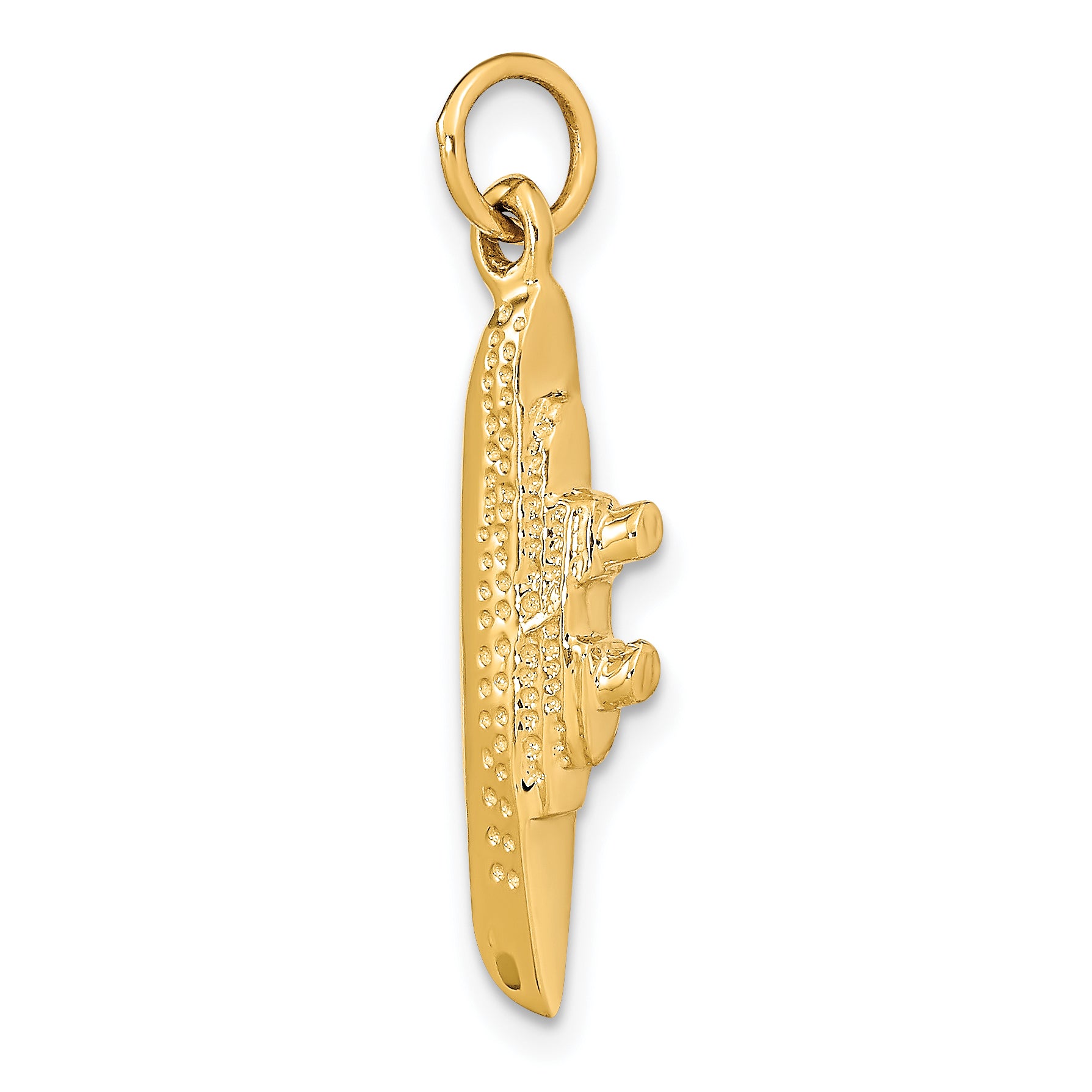 14k Solid Polished 3-D Cruise Ship Charm