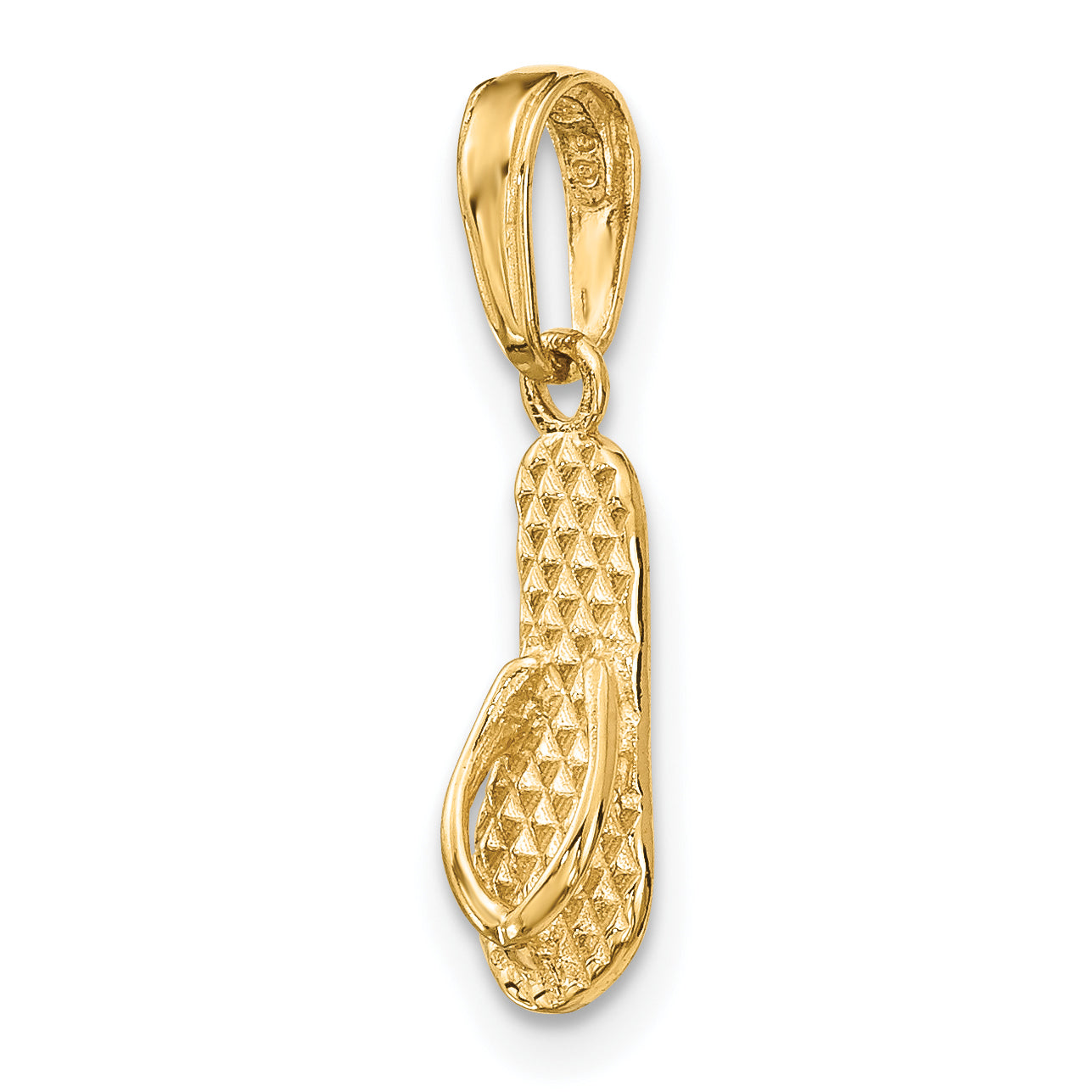 14K Gold 3D Hawaii Flip-Flop Pendant with Textured Reversible Design