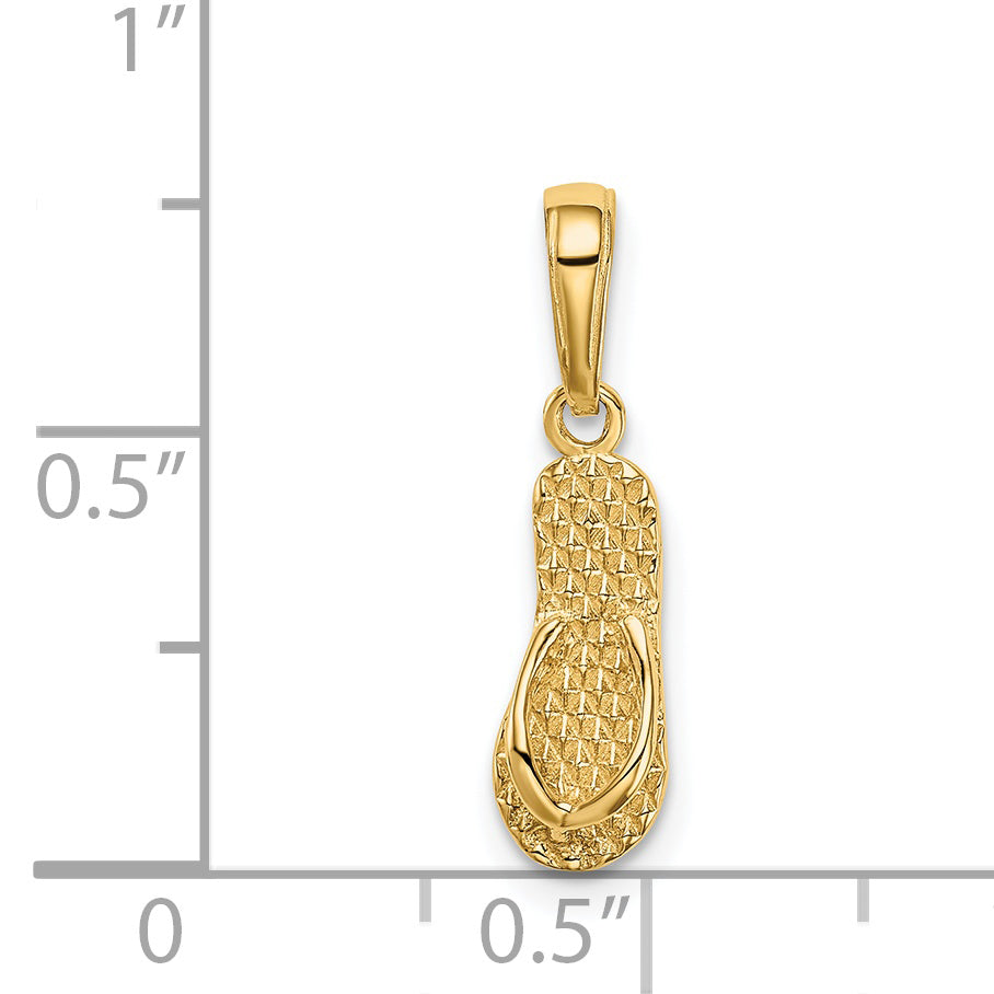 14K Gold 3D Hawaii Flip-Flop Pendant with Textured Reversible Design