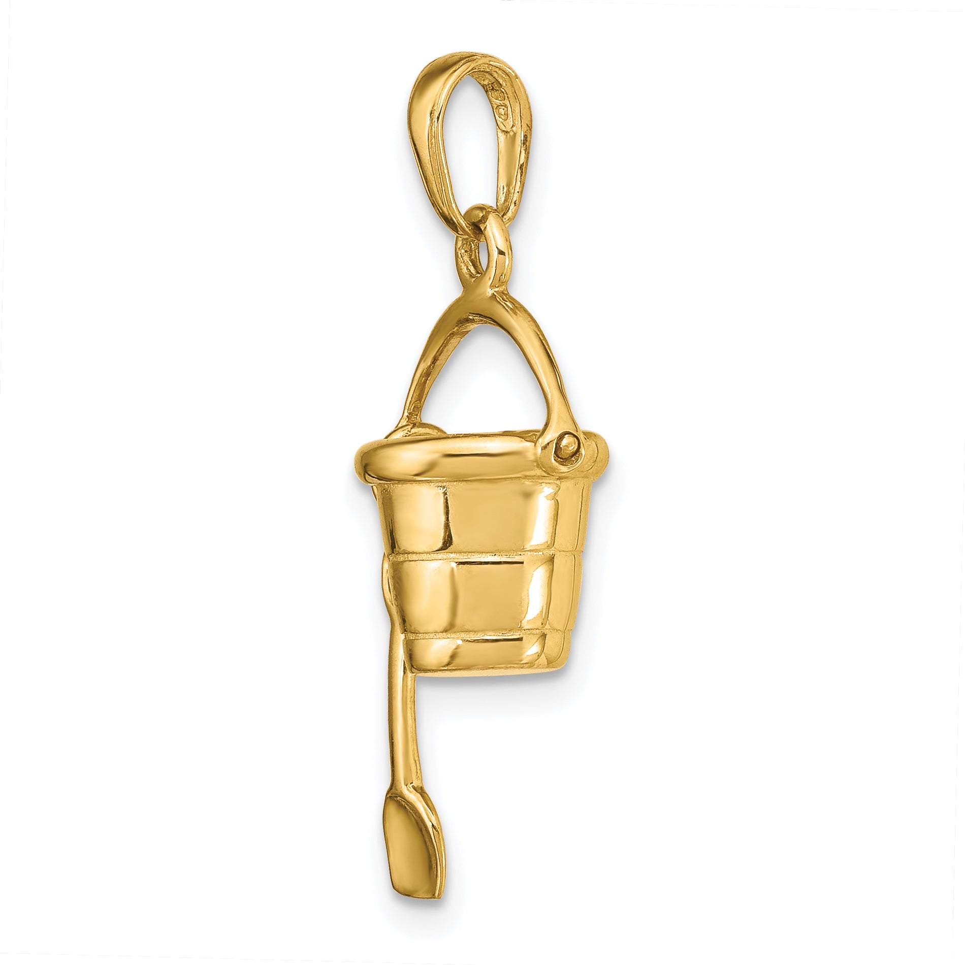 14K Polished 3-D Moveable Pail and Shovel Pendant