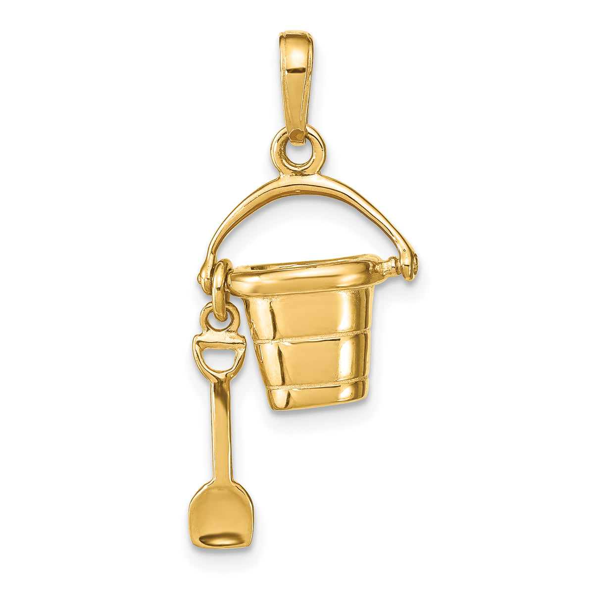 14K Polished 3-D Moveable Pail and Shovel Pendant