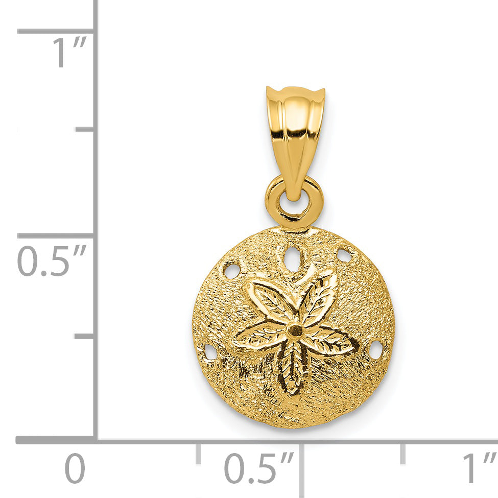 14k Solid Polished Laser-Cut Sand Dollar Pendant