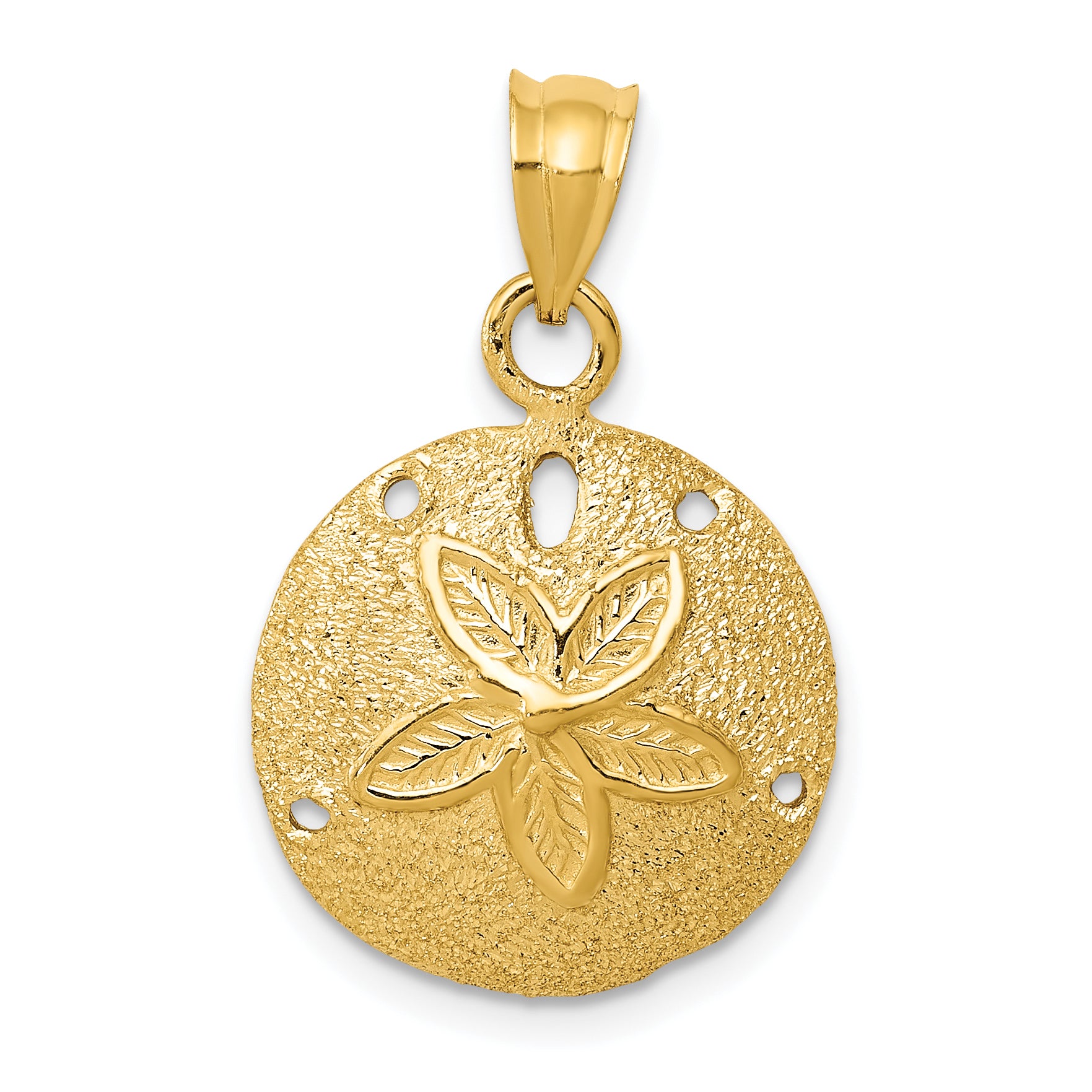 14k Solid Polished Laser-Cut Sand Dollar Pendant