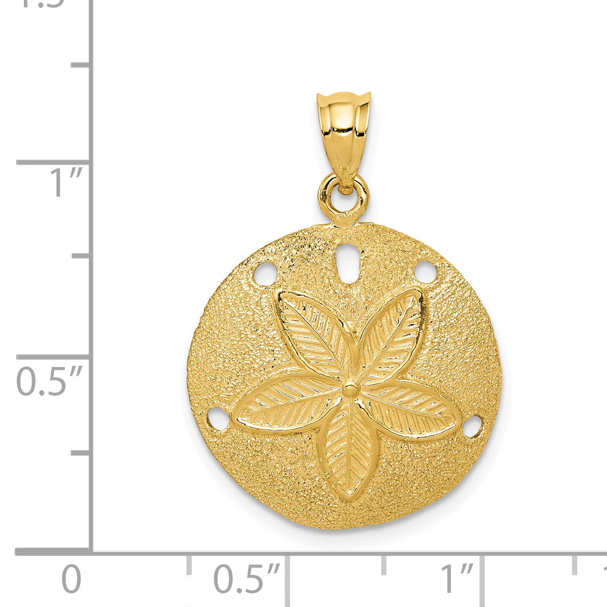 14k Solid Polished Laser-Cut Sand Dollar Pendant