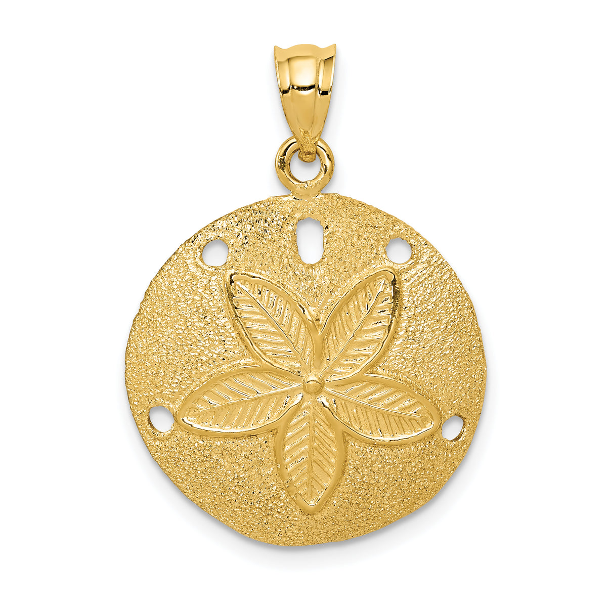 14k Solid Polished Laser-Cut Sand Dollar Pendant