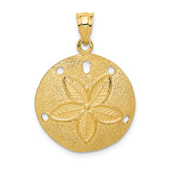 14k Solid Polished Laser-Cut Sand Dollar Pendant