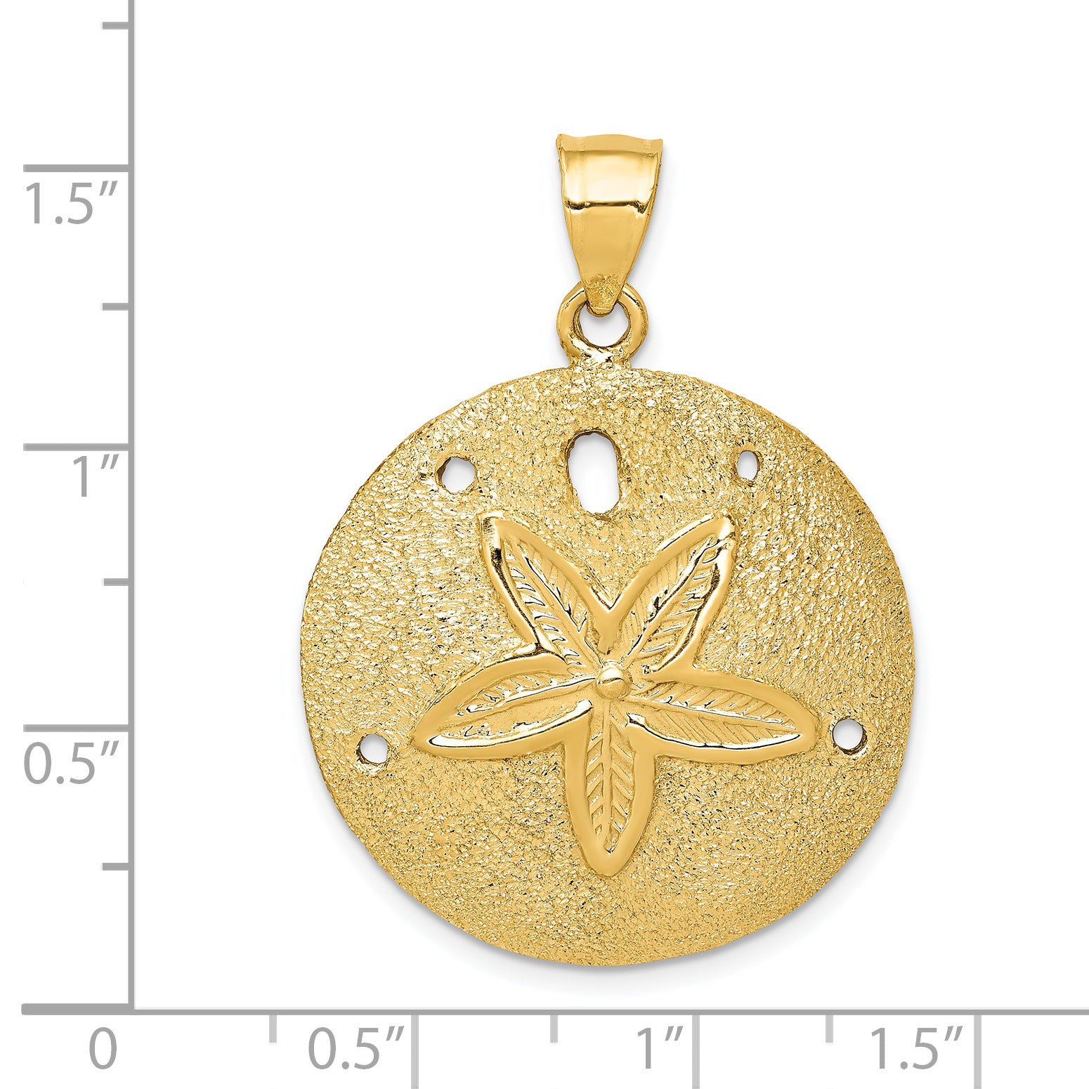 14k Solid Polished Laser-Cut Sand Dollar Pendant