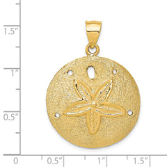 14k Solid Polished Laser-Cut Sand Dollar Pendant