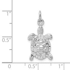 14k White Gold Solid Polished Open-Backed Turtle Charm