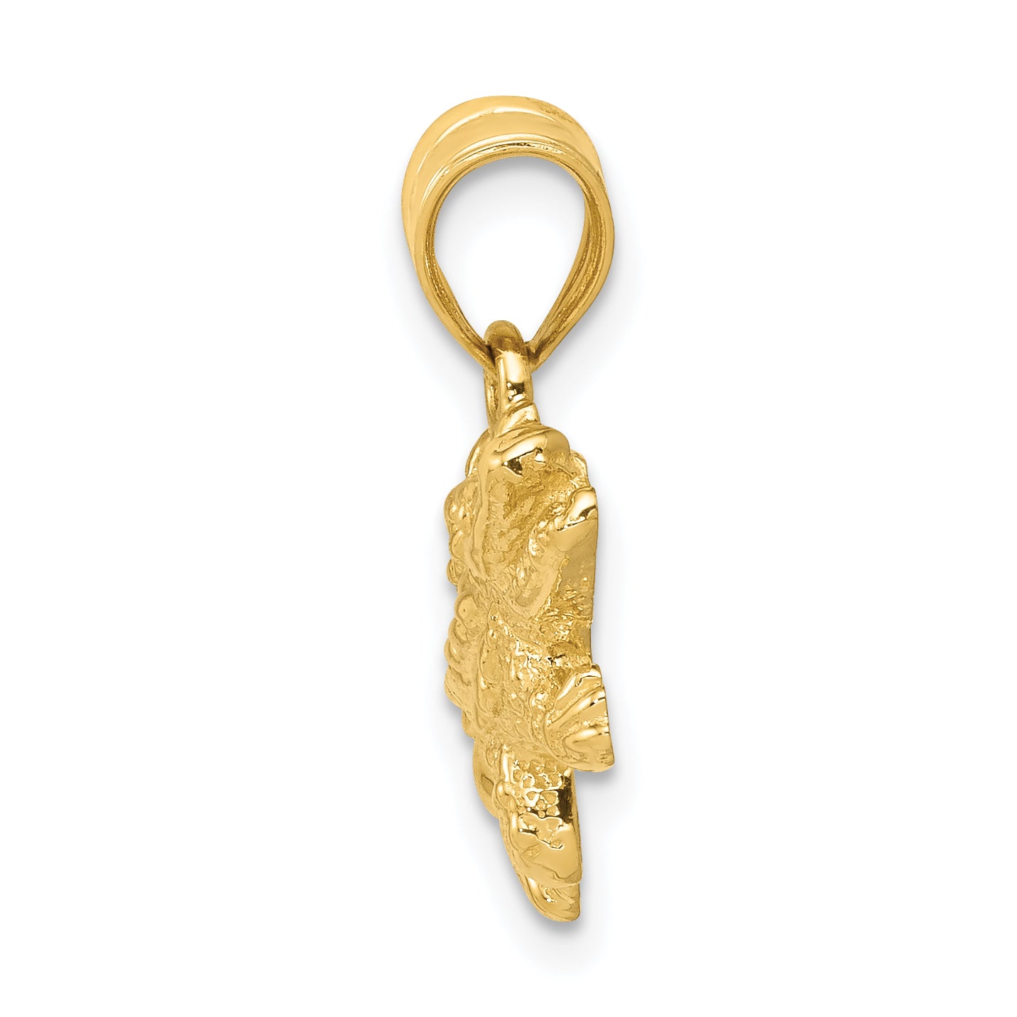 14K Gold Crocodile Pendant for Men  Polished Open-Back Design