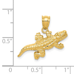 14K Gold Crocodile Pendant for Men  Polished Open-Back Design