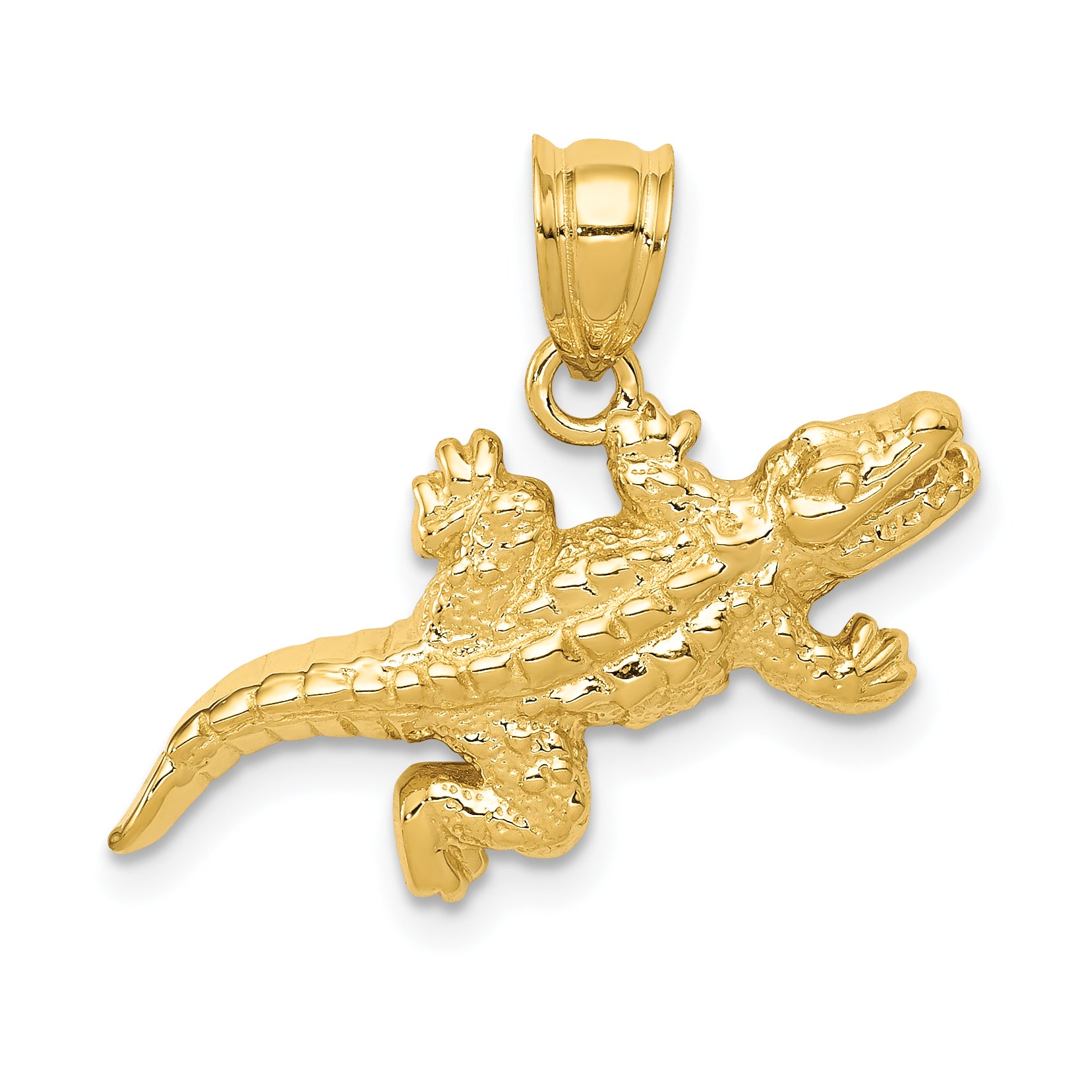 14k Solid Polished Open-Backed Crocodile Pendant