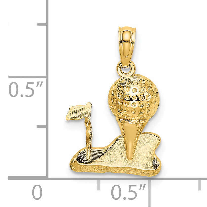 14k Solid Polished Golfing Charm