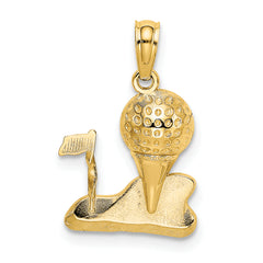 14k Solid Polished Golfing Charm