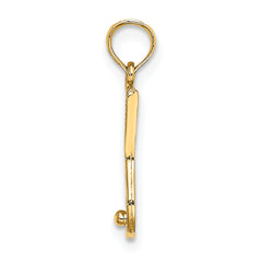 14K Solid Polished 3-D Tennis Racquet Charm