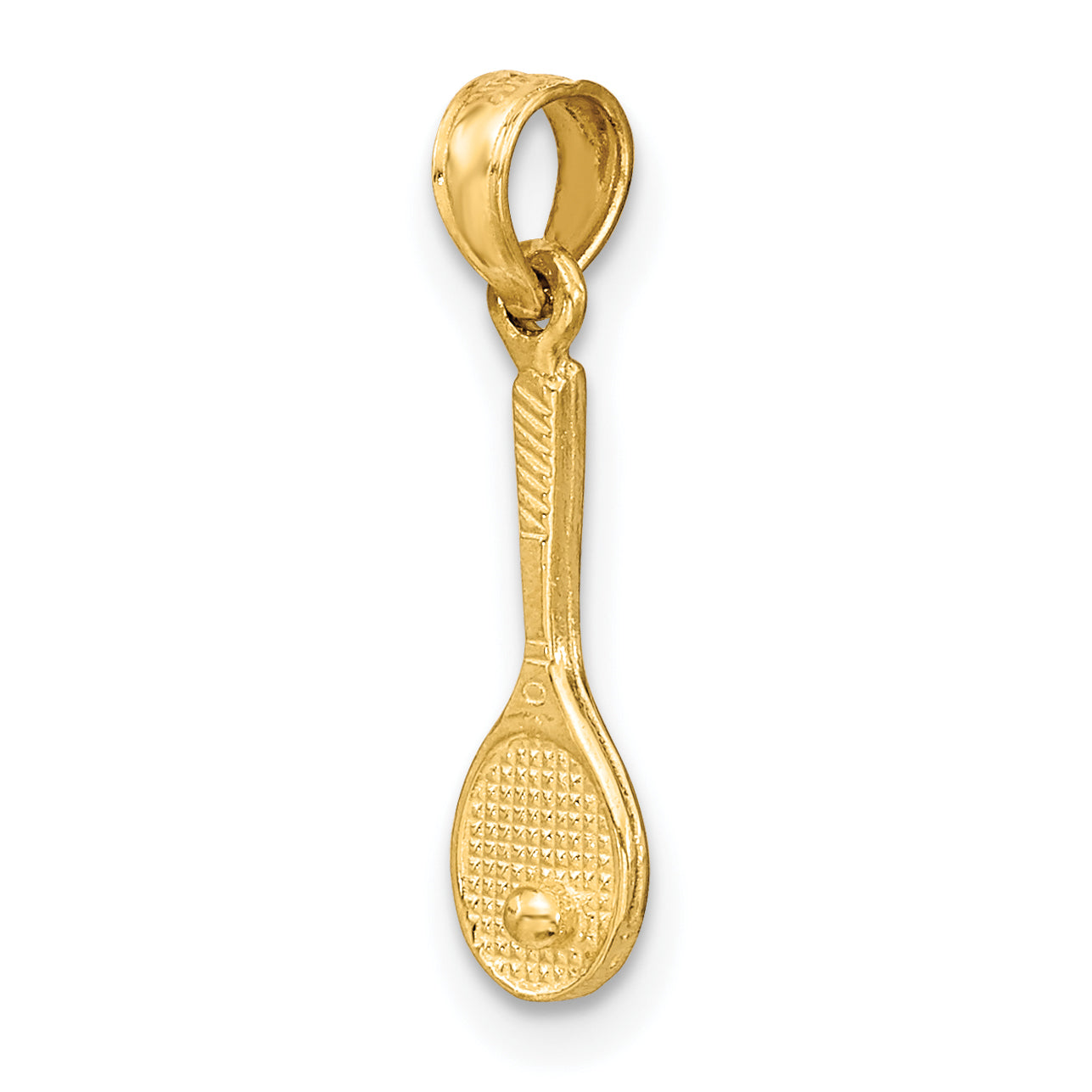 14K Solid Polished 3-D Tennis Racquet Charm