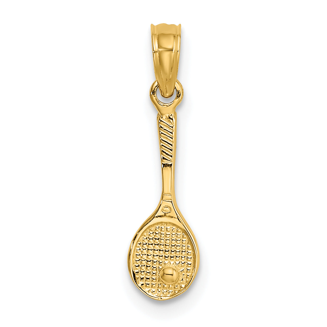 14K Solid Polished 3-D Tennis Racquet Charm