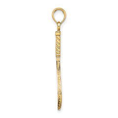 14K Solid Polished 3-D Tennis Racquet Charm