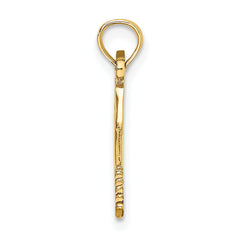 14K Solid Polished 3-D Tennis Racquet Charm