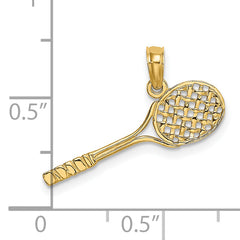 14K Solid Polished 3-D Tennis Racquet Charm