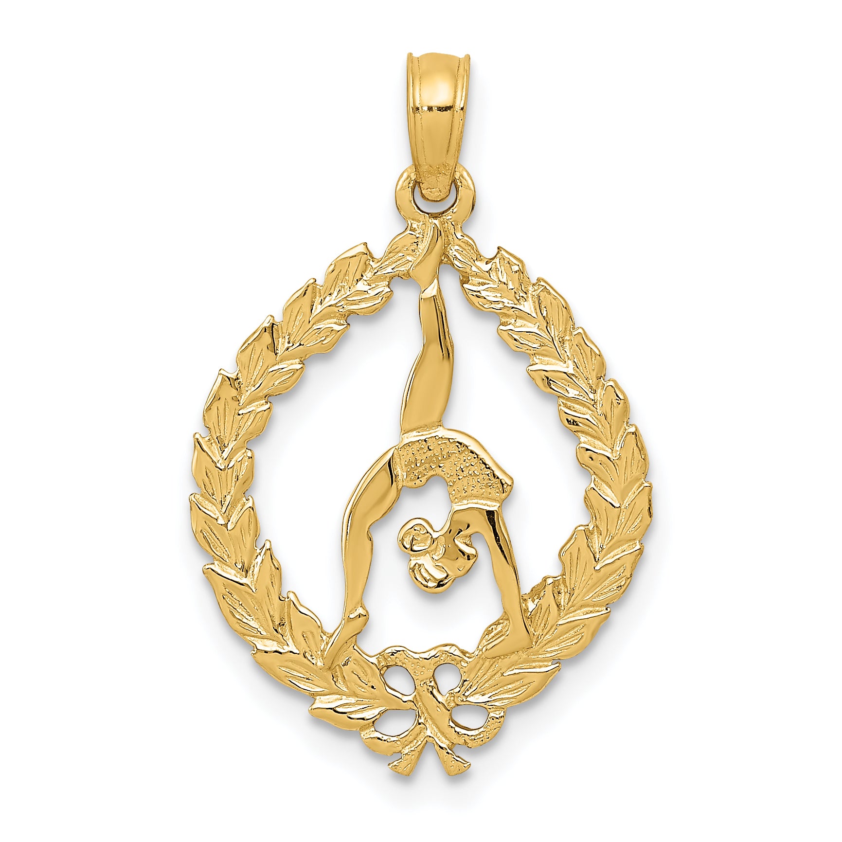 14k Solid Polished Framed Gymnast Pendant