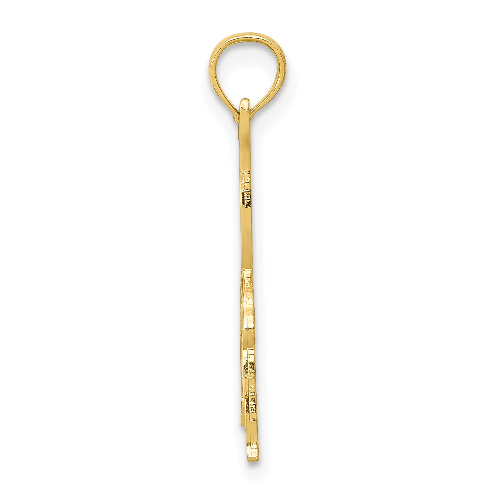 14K Solid Gold Gymnast Pendant with Polished Finish, Textured Back