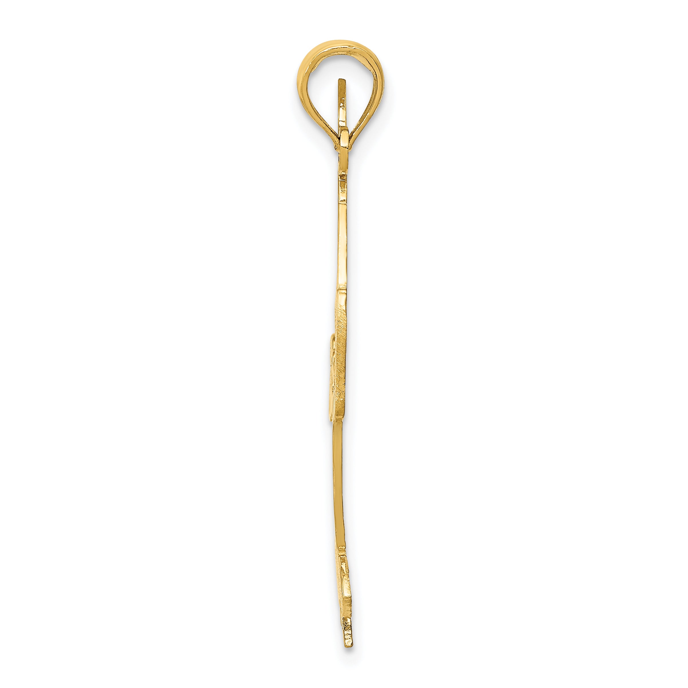 14K Gold Solid Polished Gymnast Pendant with Textured Back Design