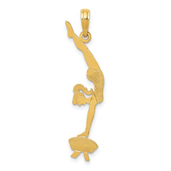 14k Solid Polished Gymnast Pendant