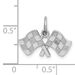 14k White Gold Polished Checkered Flags Charm