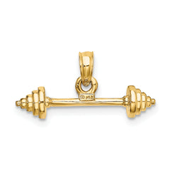 14K Solid Polished 3-D Dumbbell Charm