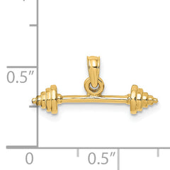 14K Solid Polished 3-D Dumbbell Charm