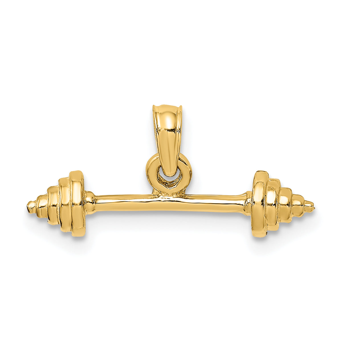 14K Solid Polished 3-D Dumbbell Charm